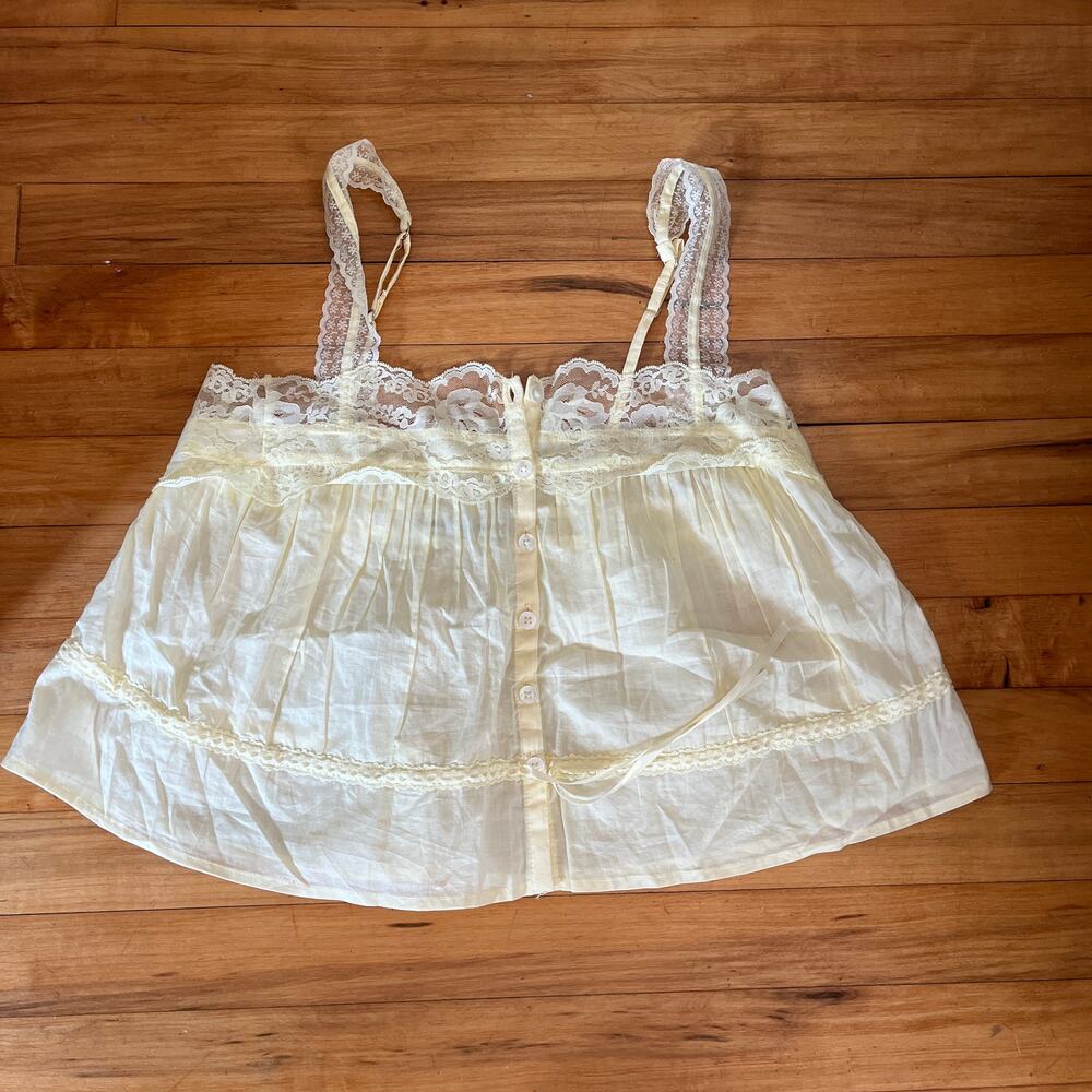 A & F Lace-Trim Cinched Button-Through Cami Butter Yellow XS